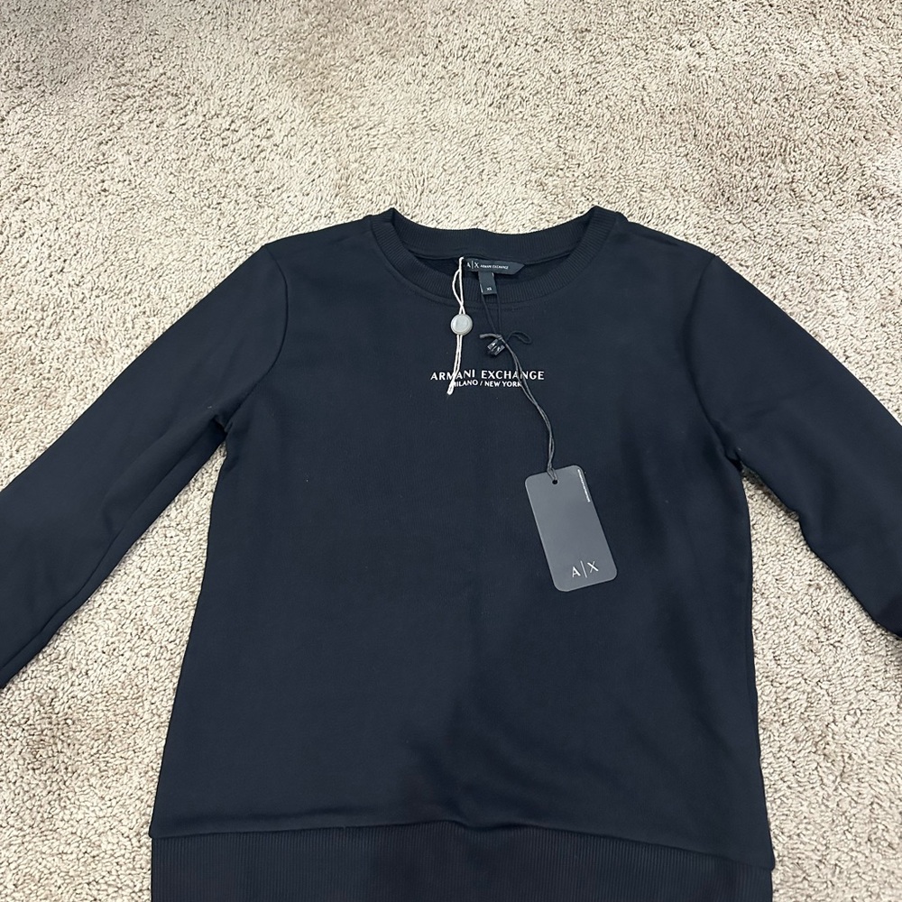 Armani Exchange Charcoal Logo Crewneck